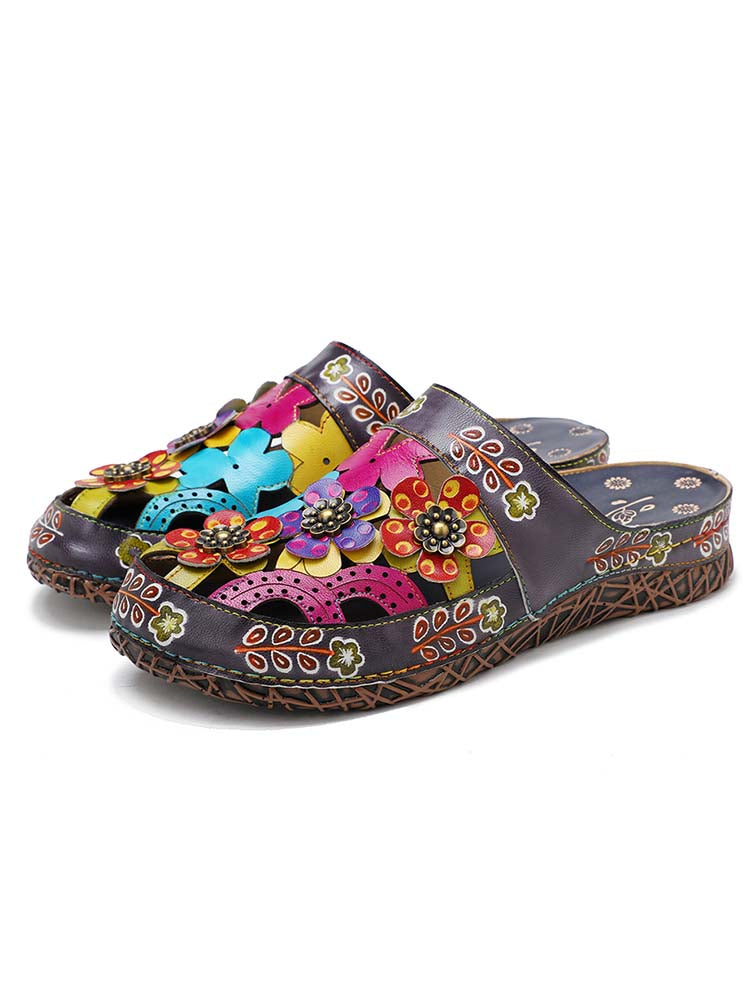 Flowers Handmade Colorful Slippers – product view 2