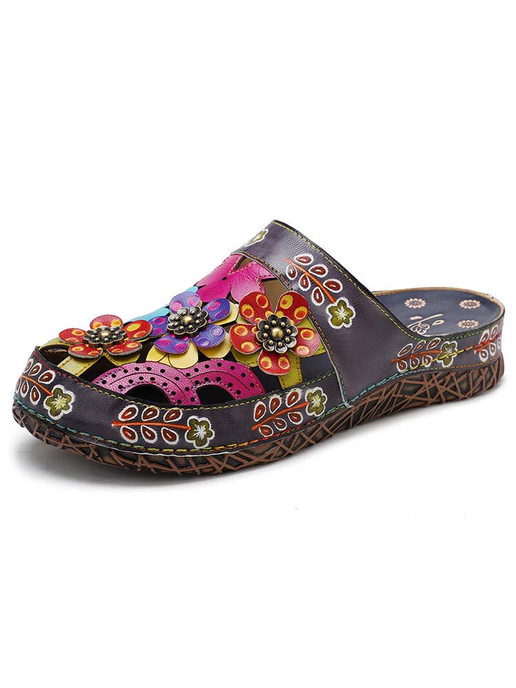 Flowers Handmade Colorful Slippers – product view 1
