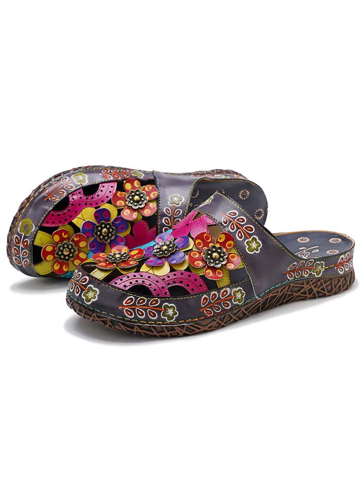 Flowers Handmade Colorful Slippers – product view 6