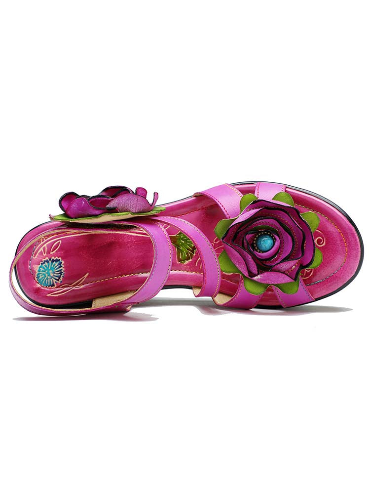 Gorgeous Handmade Rose Wedge Sandals – product view 7