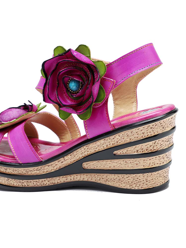 Gorgeous Handmade Rose Wedge Sandals – product view 10