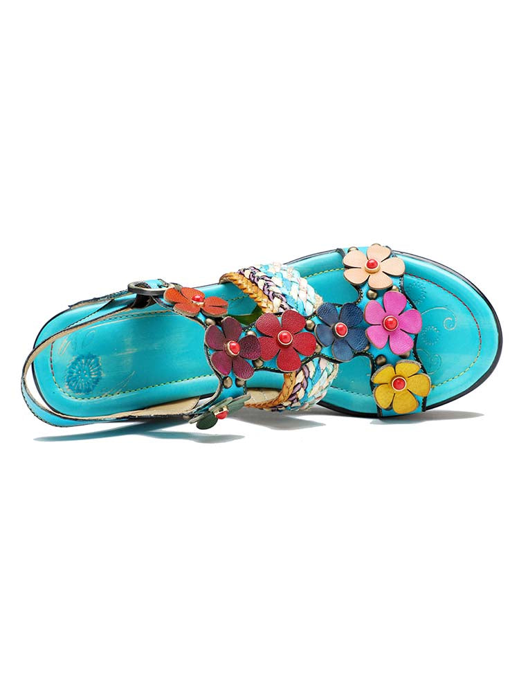 Handmade Flowers Wedge Sandals – product view 9