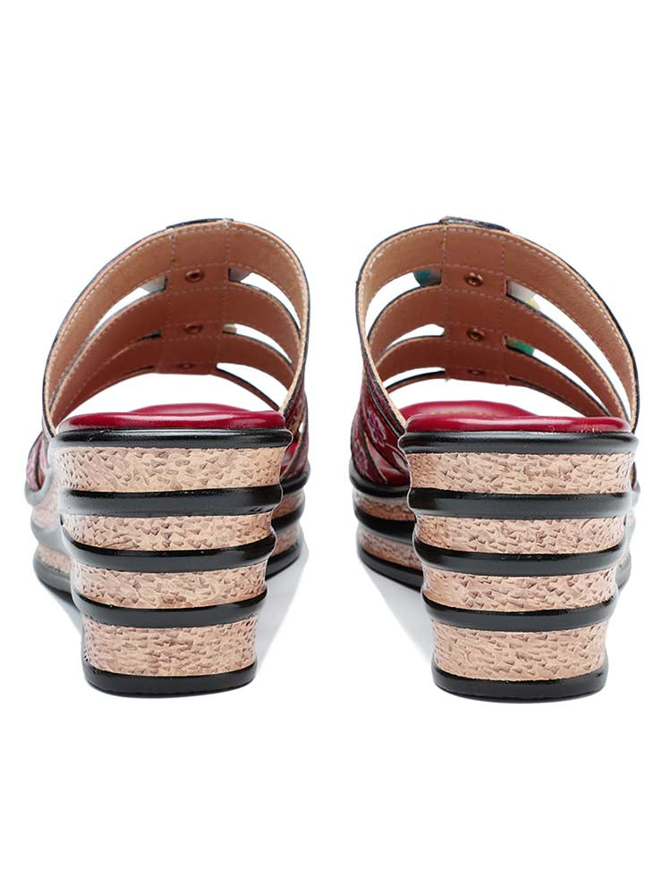 Triple Flowers Purle Wedge Slippers – product view 11