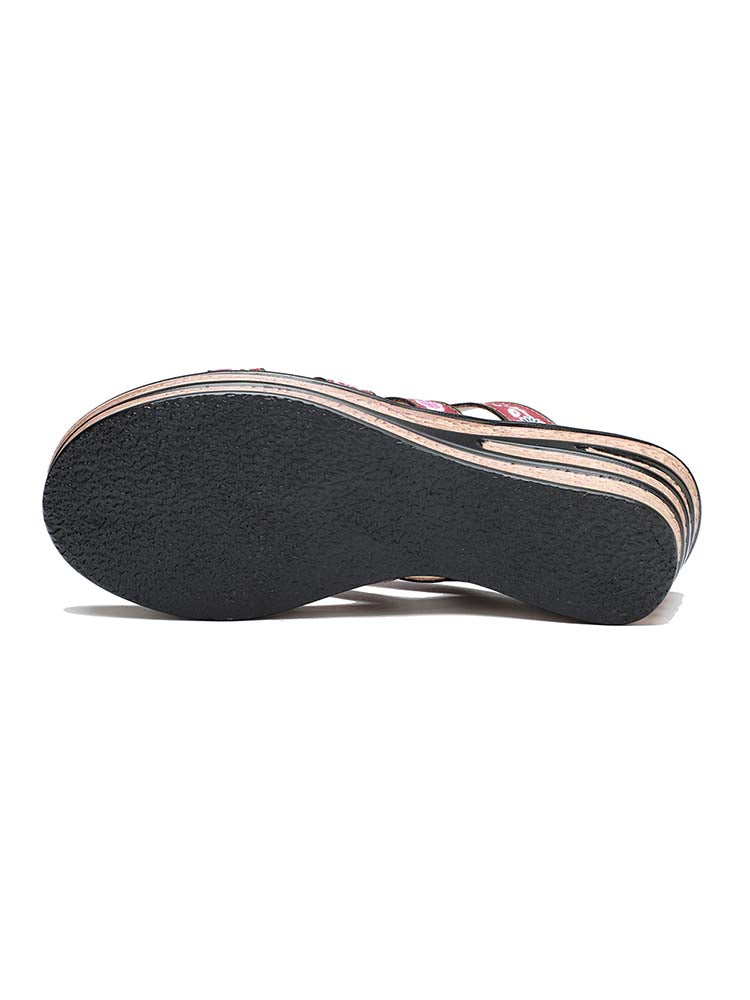 Triple Flowers Purle Wedge Slippers – product view 8