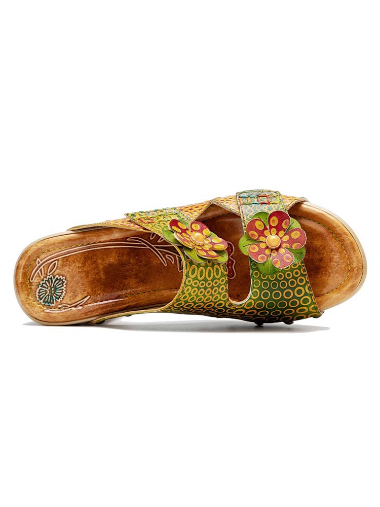 Vintage Handmade Fish Mouth Floral Sandals – product view 6