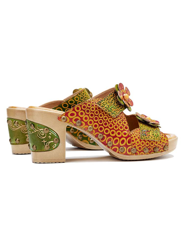Vintage Handmade Fish Mouth Floral Sandals – product view 7