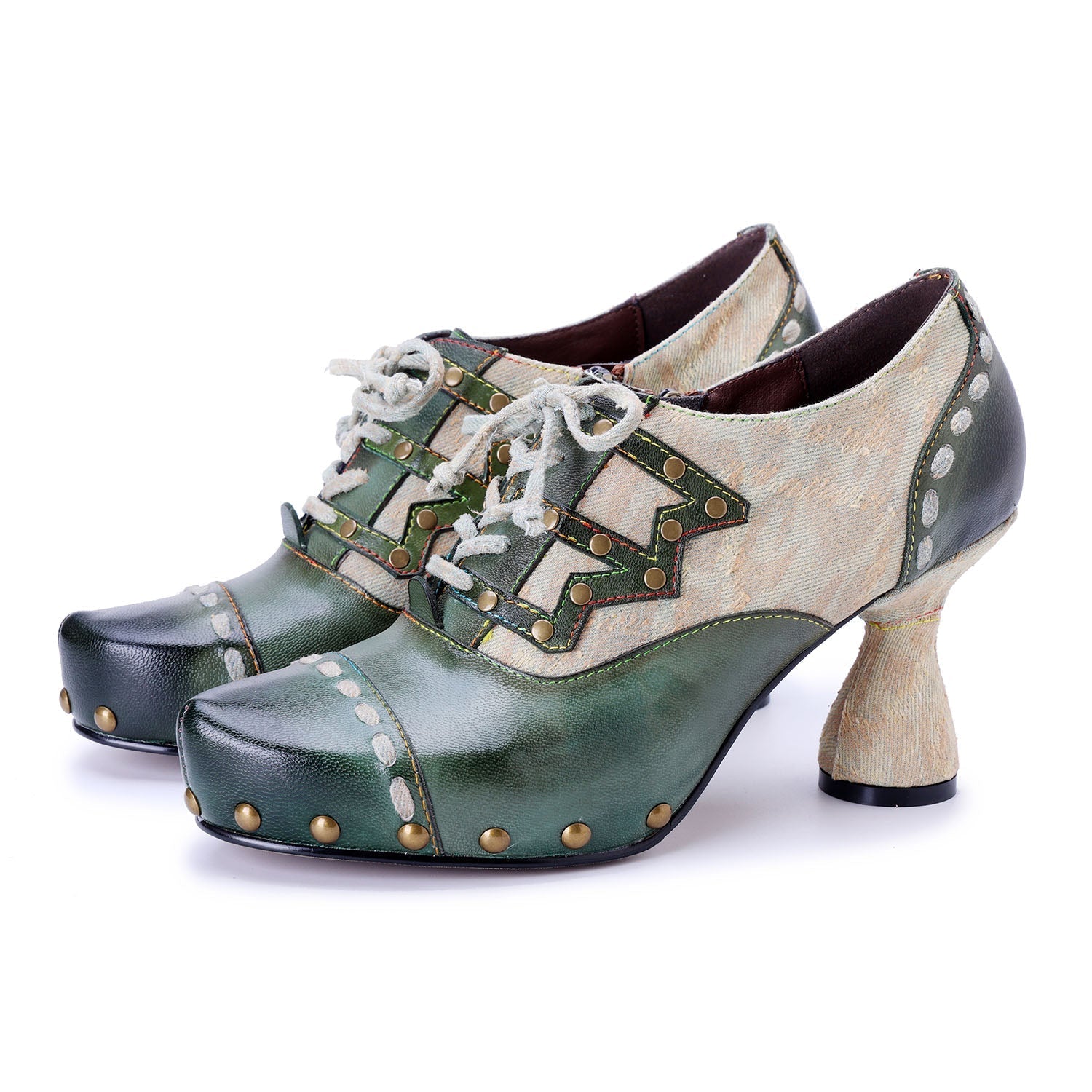 Colorstepshoes Vintage Forest Grace Lace-Up Pumps