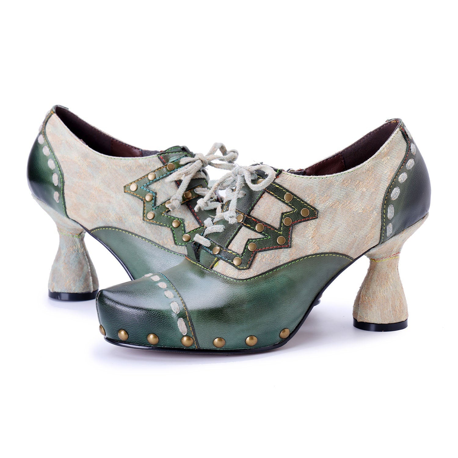 Colorstepshoes Vintage Forest Grace Lace-Up Pumps