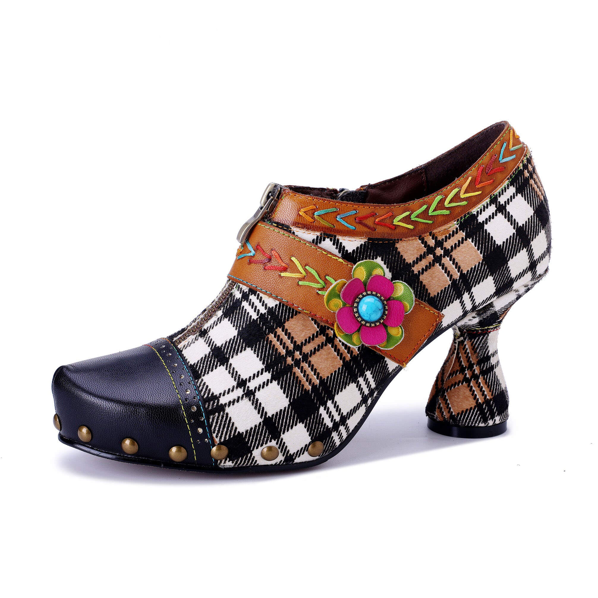 Colorstepshoes Vintage Plaid Blossom Pumps