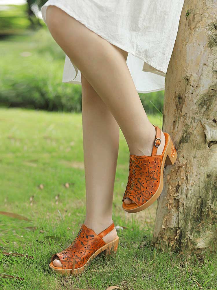 Fish Mouth Genuine Leather High Heel Sandals – product view 14