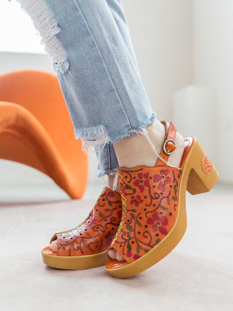 Fish Mouth Genuine Leather High Heel Sandals – product view 12