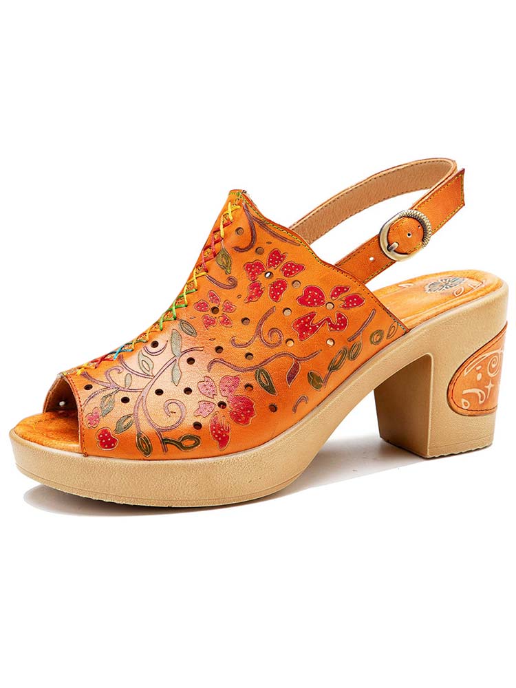 Fish Mouth Genuine Leather High Heel Sandals – product view 1