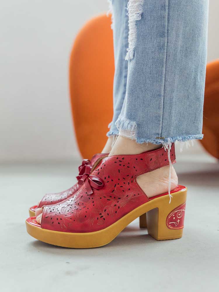 Vintage Handmade Fish Mouth Hollow Sandals – product view 14