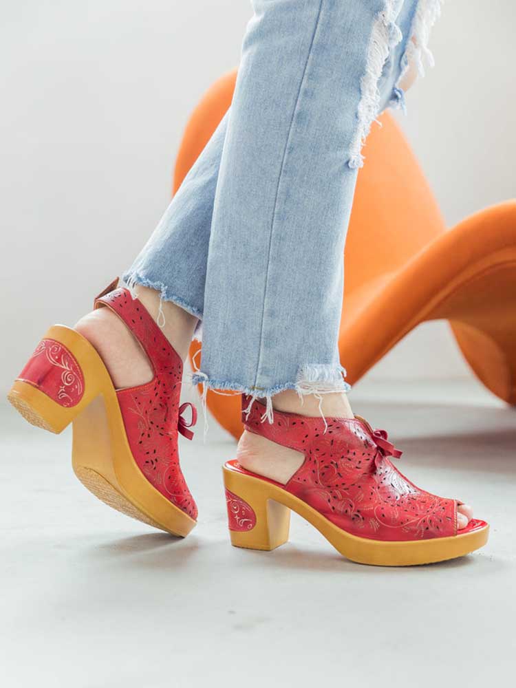 Vintage Handmade Fish Mouth Hollow Sandals – product view 11