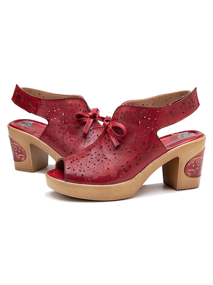 Vintage Handmade Fish Mouth Hollow Sandals – product view 5