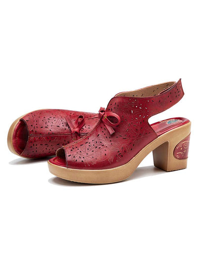 Vintage Handmade Fish Mouth Hollow Sandals