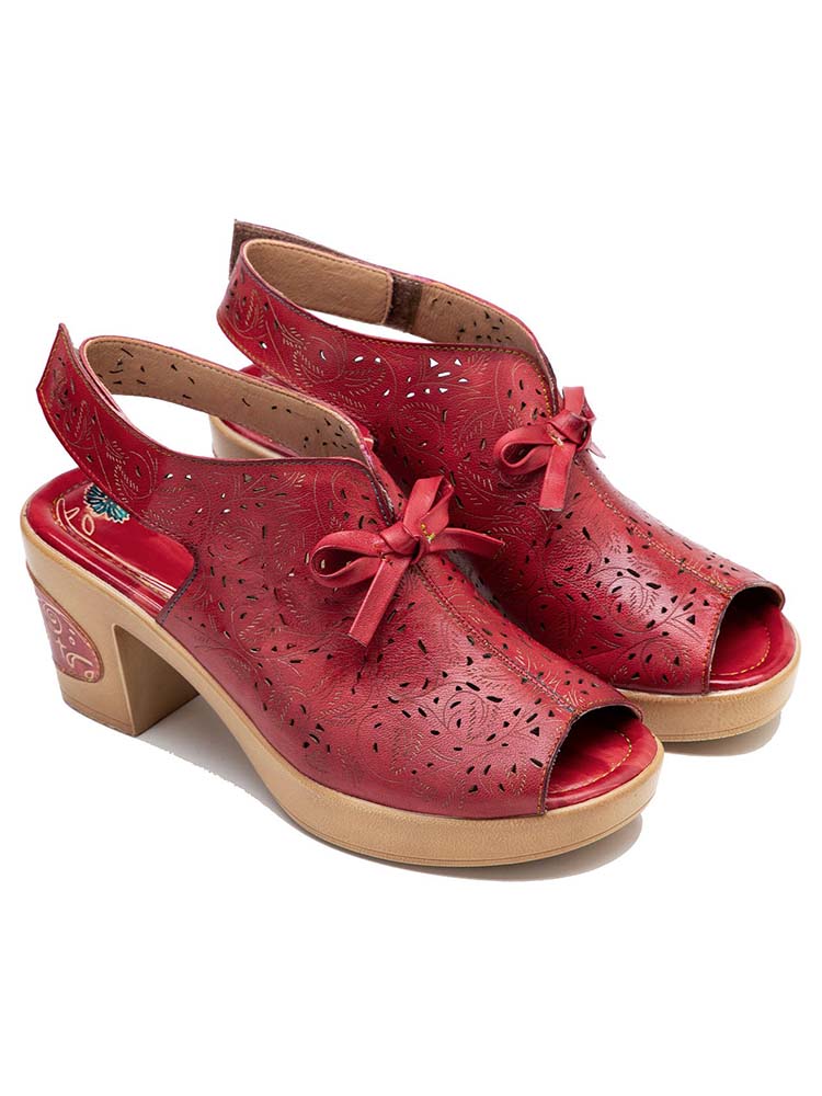 Vintage Handmade Fish Mouth Hollow Sandals – product view 6