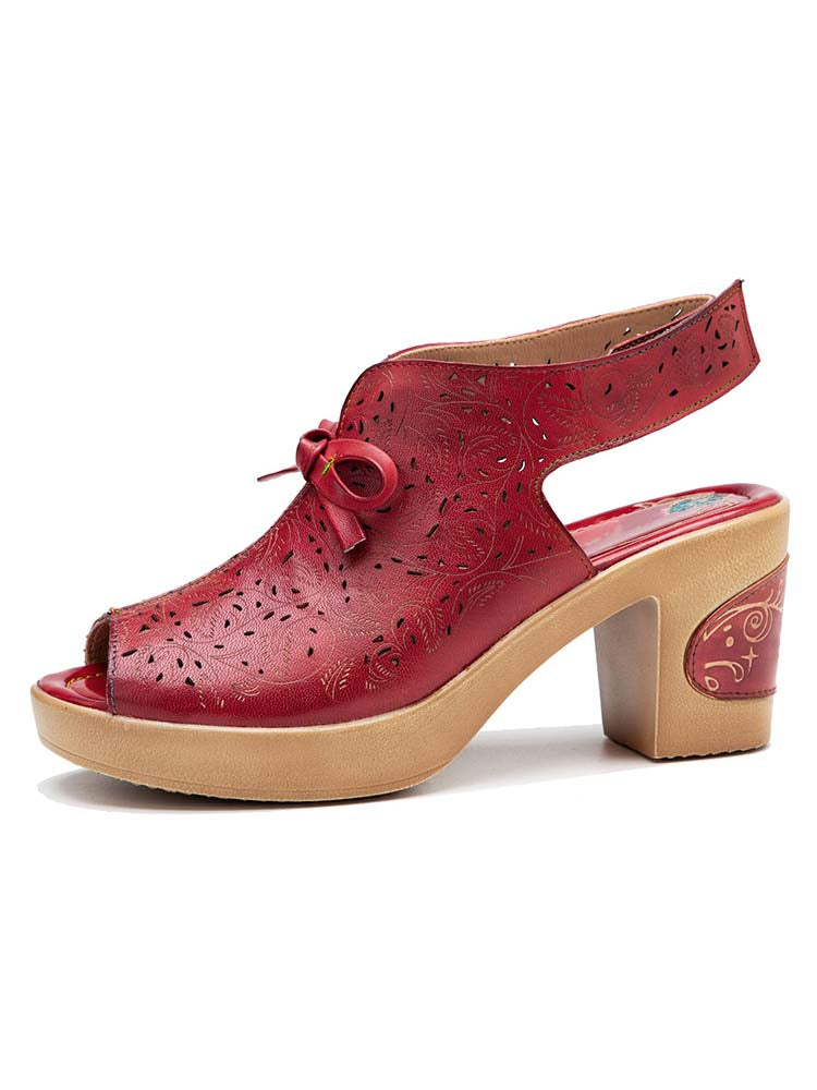 Vintage Handmade Fish Mouth Hollow Sandals – product view 1