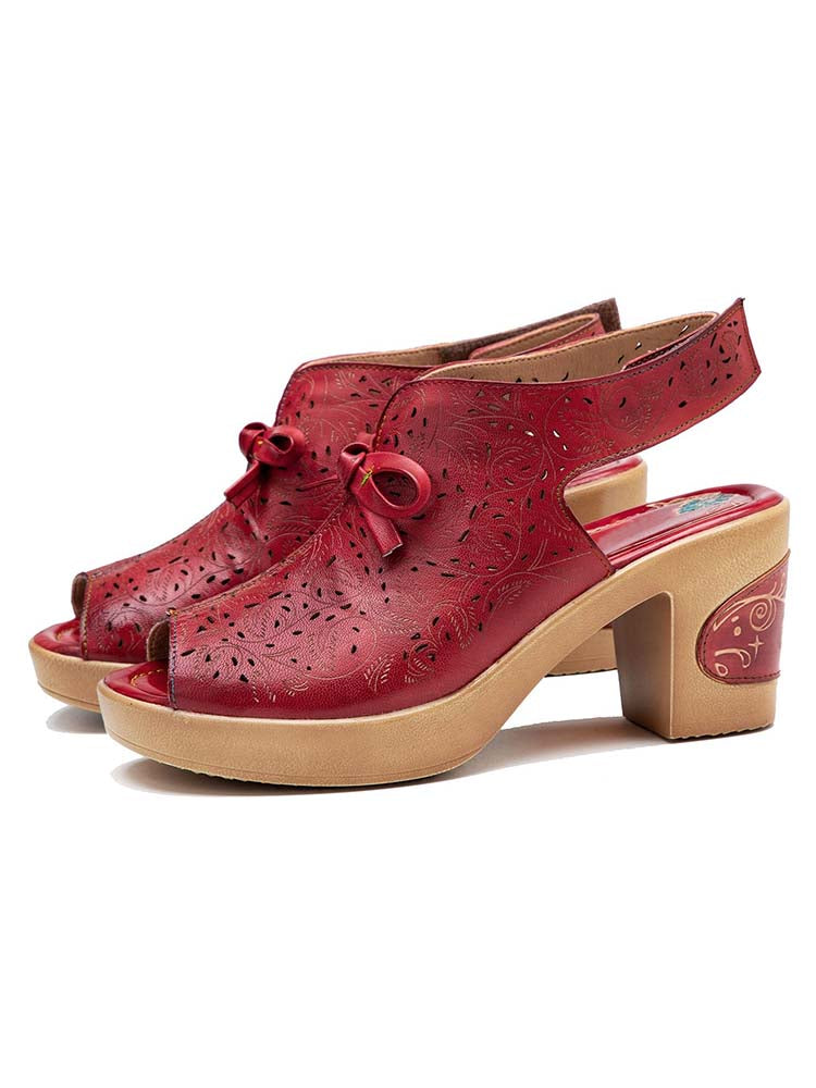 Vintage Handmade Fish Mouth Hollow Sandals – product view 2