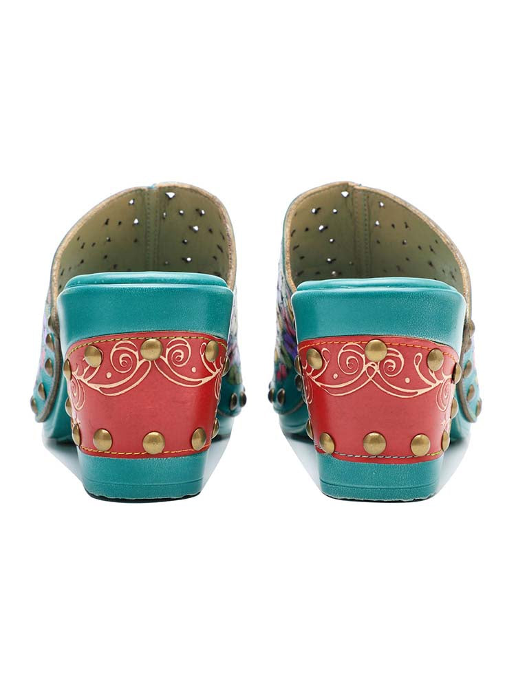 Retro Handmade Four-color Printed Sandals – product view 10
