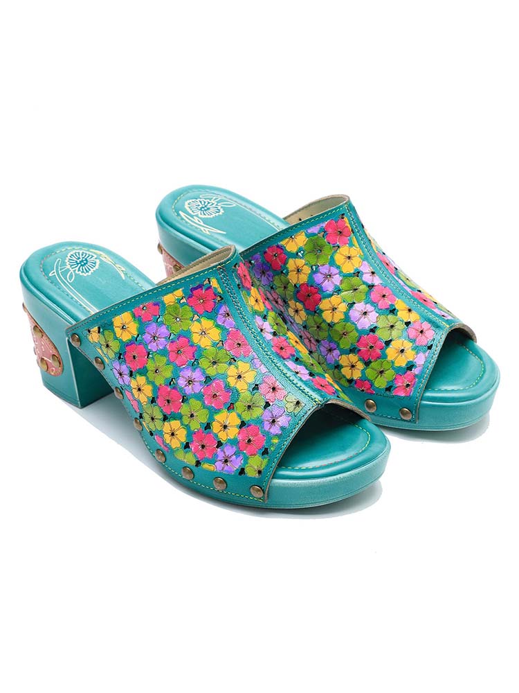 Retro Handmade Four-color Printed Sandals – product view 5