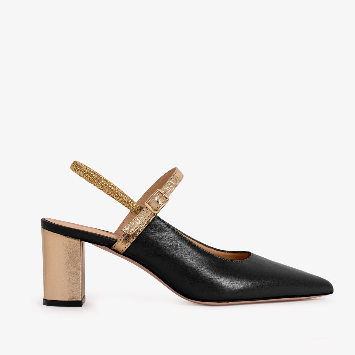 Vinci Leather The Pompei Black Leather Slingback Women Sandal – product view 1