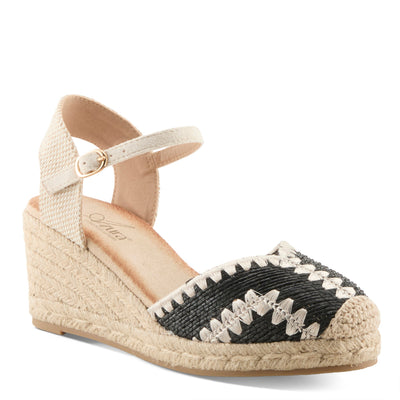 Azura Adrina Espadrilles women's wedge sandal in red multi with buckle detail