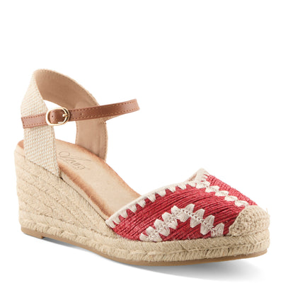 Azura Adrina Espadrilles women's wedge sandal in black multi with buckle detail
