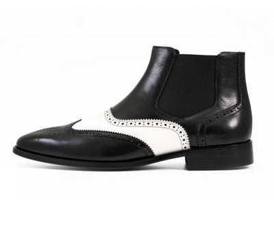Asher Green AG2632 Men’s Black and White Leather Chelsea Boots