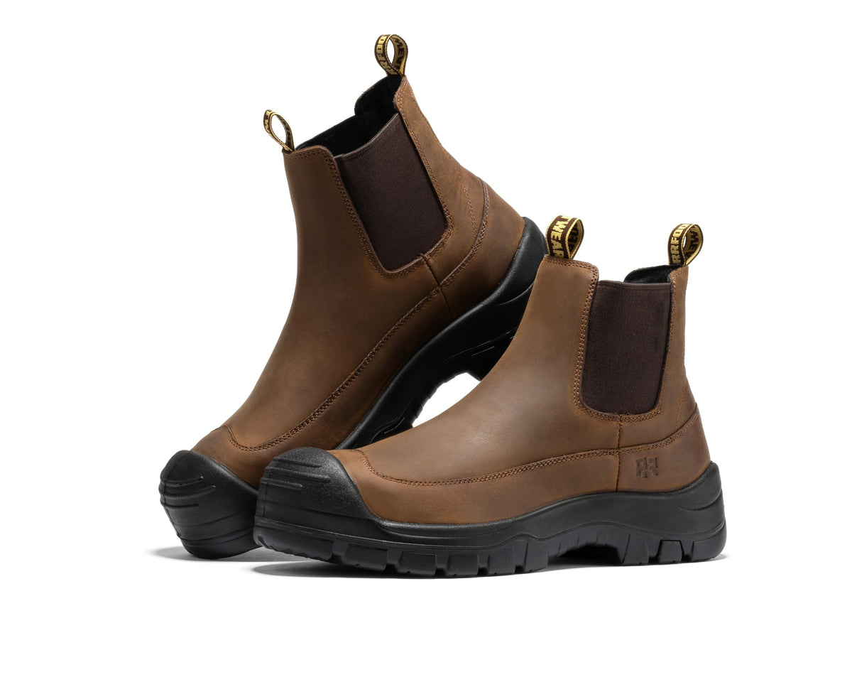 ROCKROOSTER Woodland Brown 6 inch Composite Toe Pull-on Leather Work Boots AK664 – product view 8