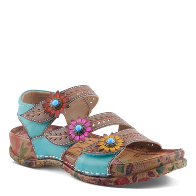 L'Artiste L'ARTISTE ANEWTRIO SANDALS sandal in turquoise multi with handcrafted leather design