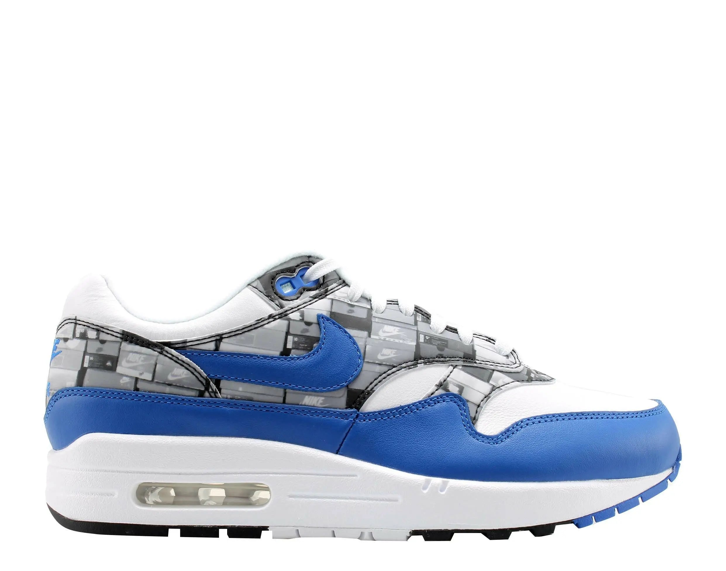 Nike Air Max 1 Print Men Running Sneakers White/Game Royal-Neutral Grey