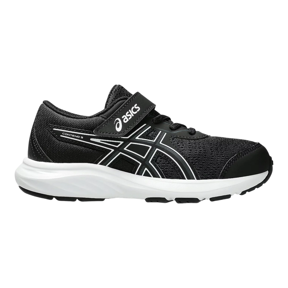 Asics Kids' Contend 9 PS Running Shoes — Black/White – product view 1