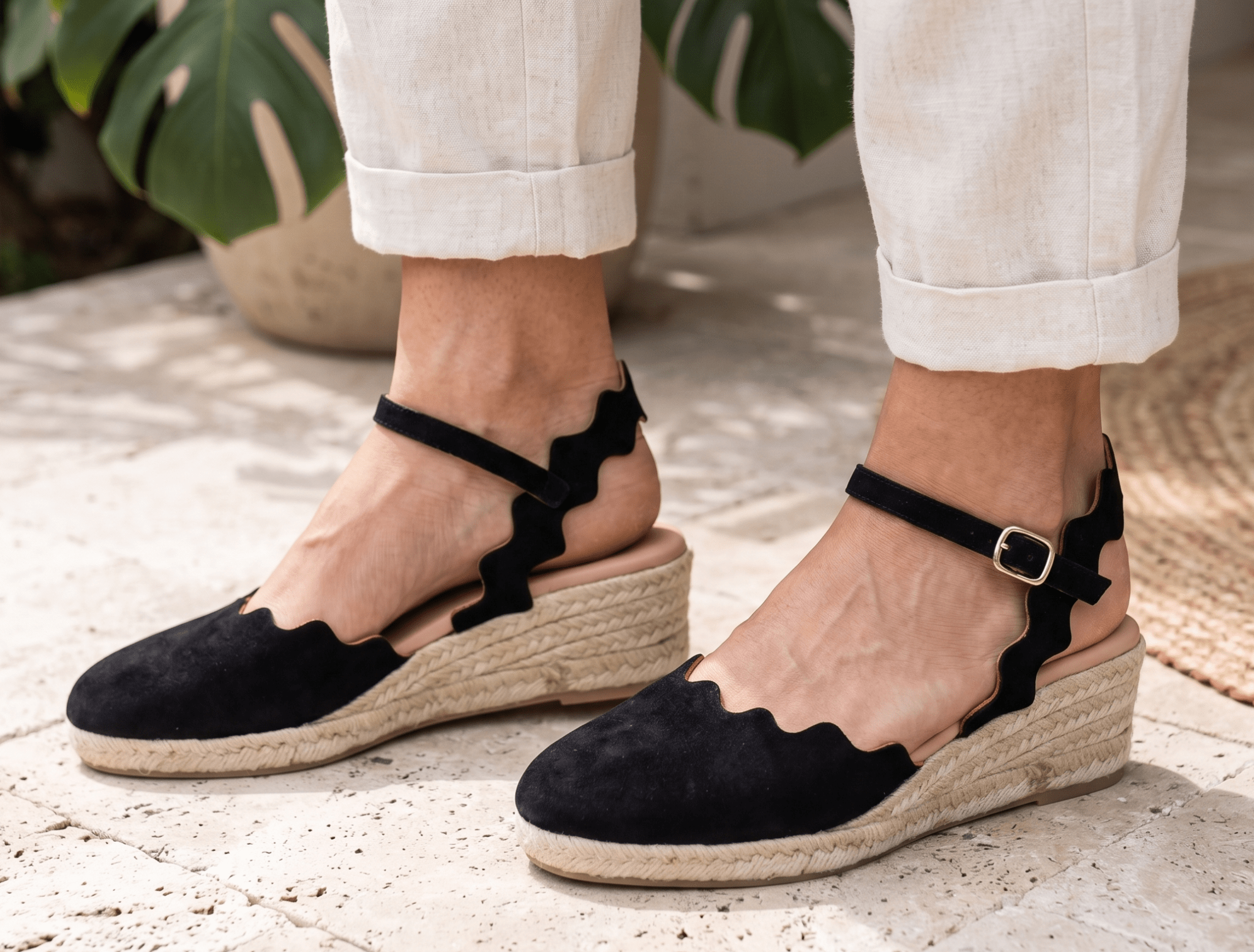 Eric Michael Abilene Spanish Suede Espadrille Wedge