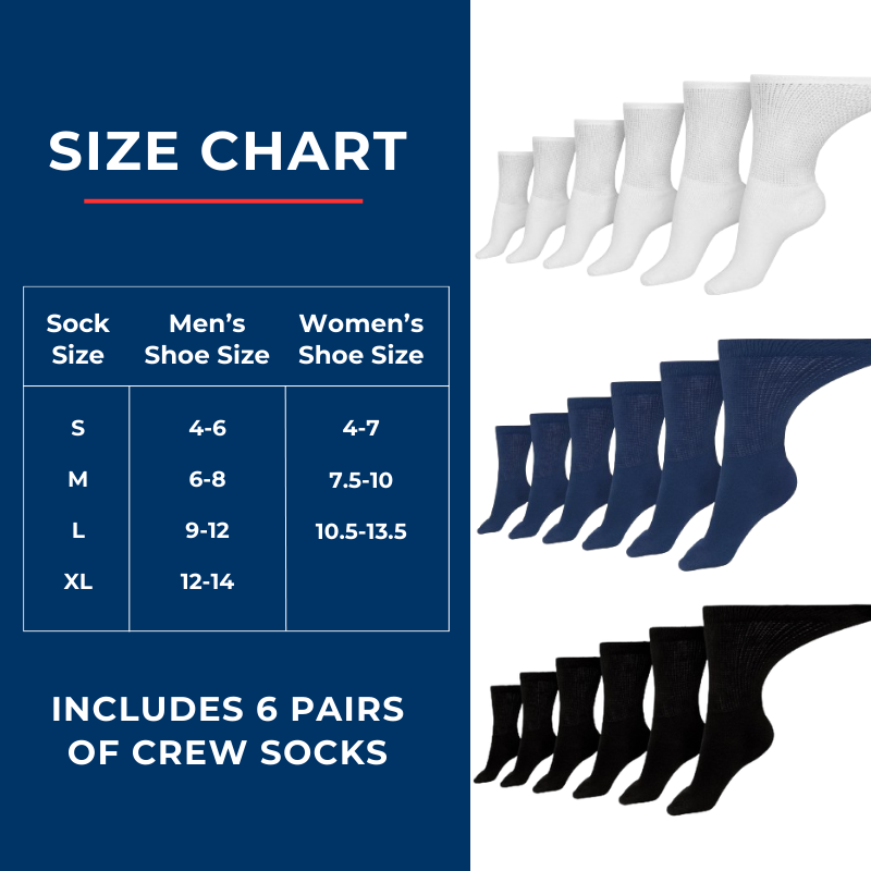 Men's Cotton Diabetic Crew Socks (6 Pair) – product view 11