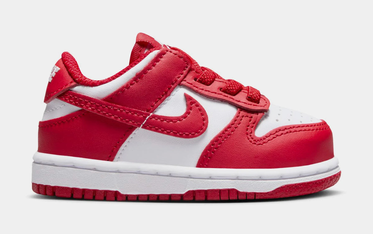 Nike Dunk Low Toddlers' (TD) Sneakers — White/White/University Red Leather Low-Top