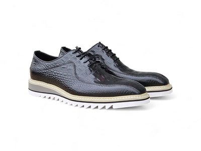 Carrucci Shoes Hybrid Alligator Embossed Derby Men’s Leather KS550 05E front view