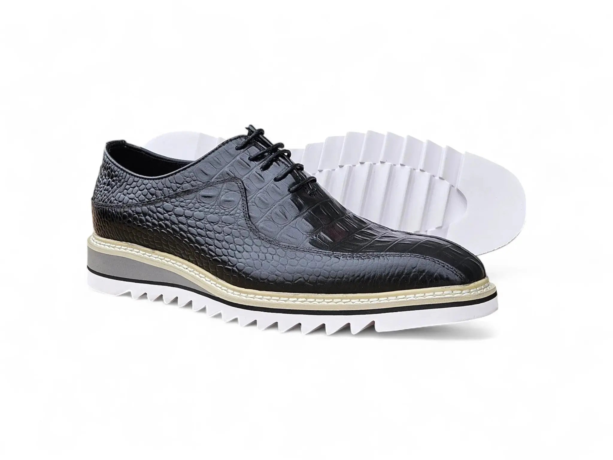 Carrucci Shoes Hybrid Alligator Embossed Derby Men’s Leather KS550 05E side view