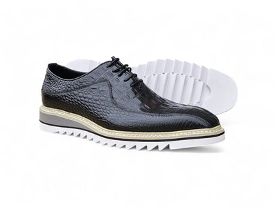 Carrucci Shoes Hybrid Alligator Embossed Derby Men’s Leather KS550 05E side view