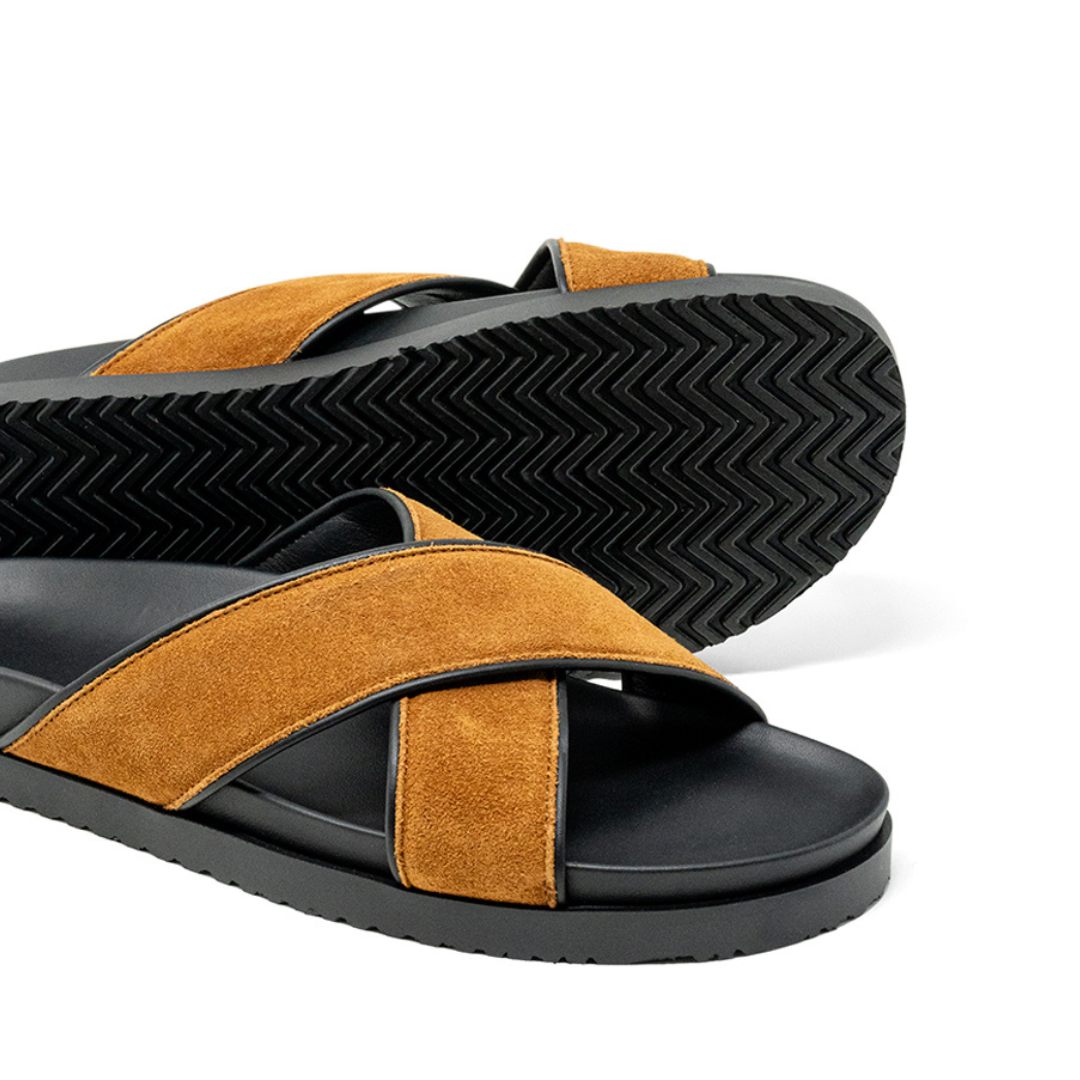 Del Toro Shoes Men's Tan Amalfi Crossover Sandal