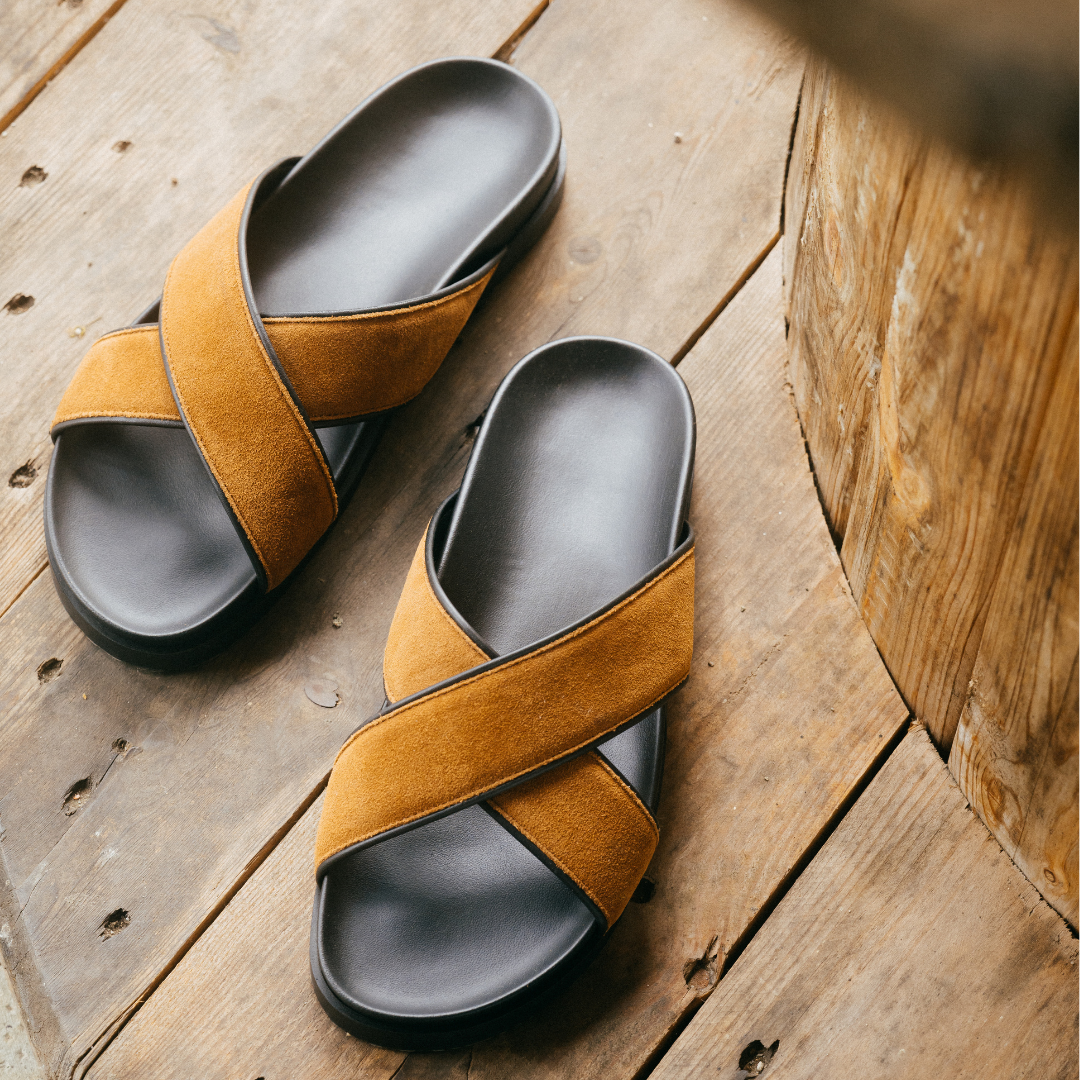 Del Toro Shoes Men's Tan Amalfi Crossover Sandal