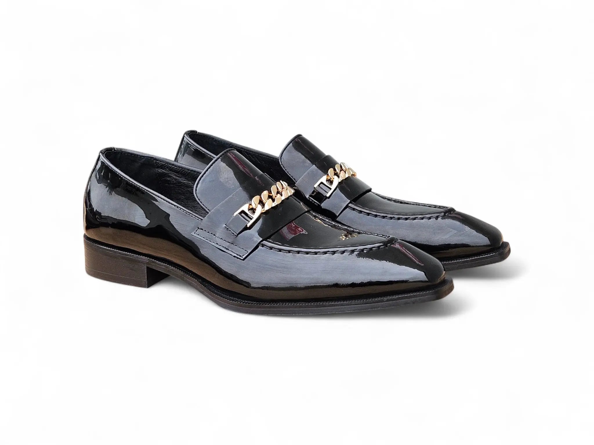 Carrucci Shoes Ks Amber Patent Leather Chain Loafer Patent Leather Amber KS303 06P view 11