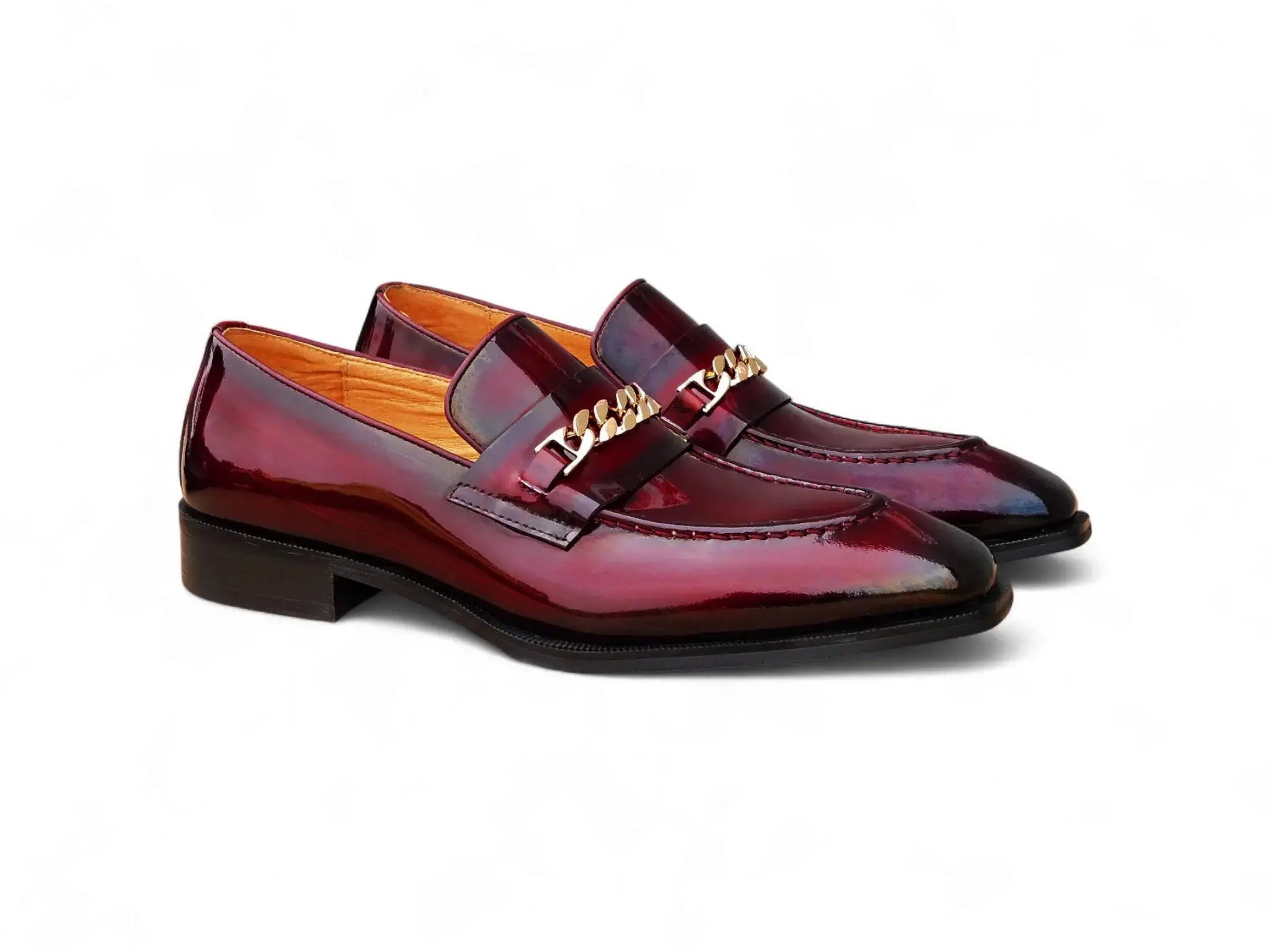 Carrucci Shoes Ks Amber Patent Leather Chain Loafer Patent Leather Amber KS303 06P view 6