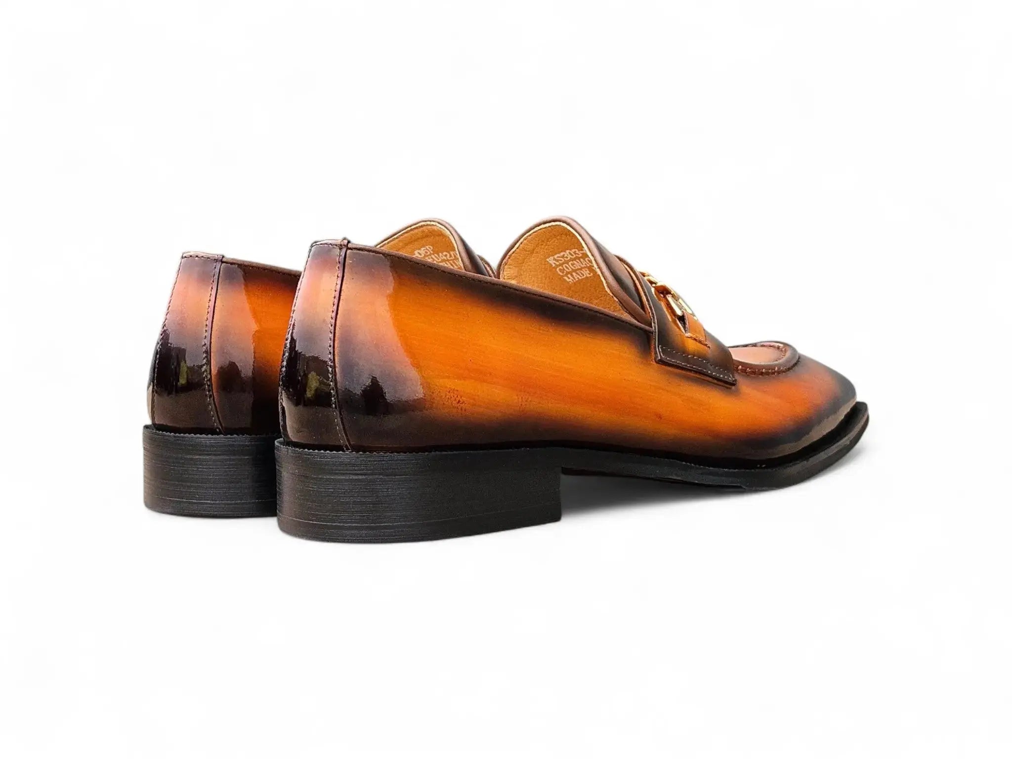 Carrucci Shoes Ks Amber Patent Leather Chain Loafer Patent Leather Amber KS303 06P detail view
