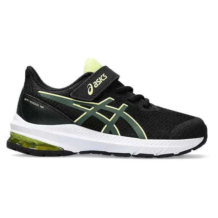 ASICS GT-1000 12 Little Kids (PS) Sneakers — Black/Rain Forest Mesh Low-Top