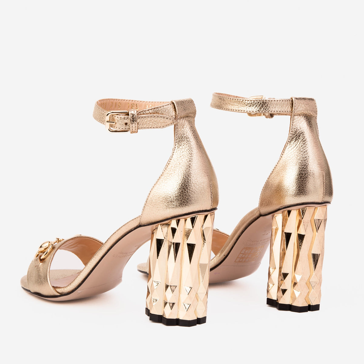 Vinci Leather The Avlonya Block Heel Gold Leather Ankle Strap Women Sandal – product view 5
