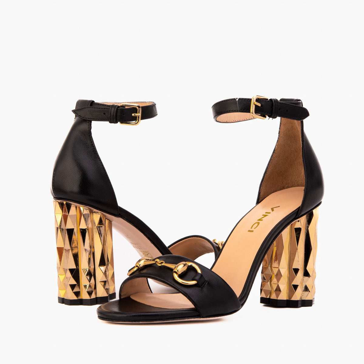 Vinci Leather The Avlonya Block Heel Black Leather Ankle Strap Women Sandal – product view 5