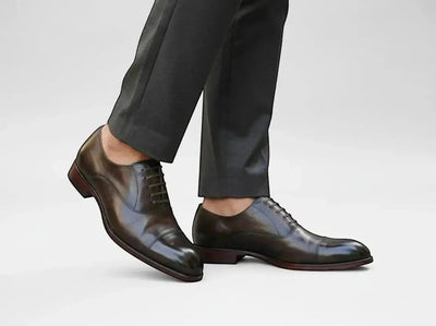 Avon Cap Toe Oxford in Leather Sole Carrucci Shoes Men's