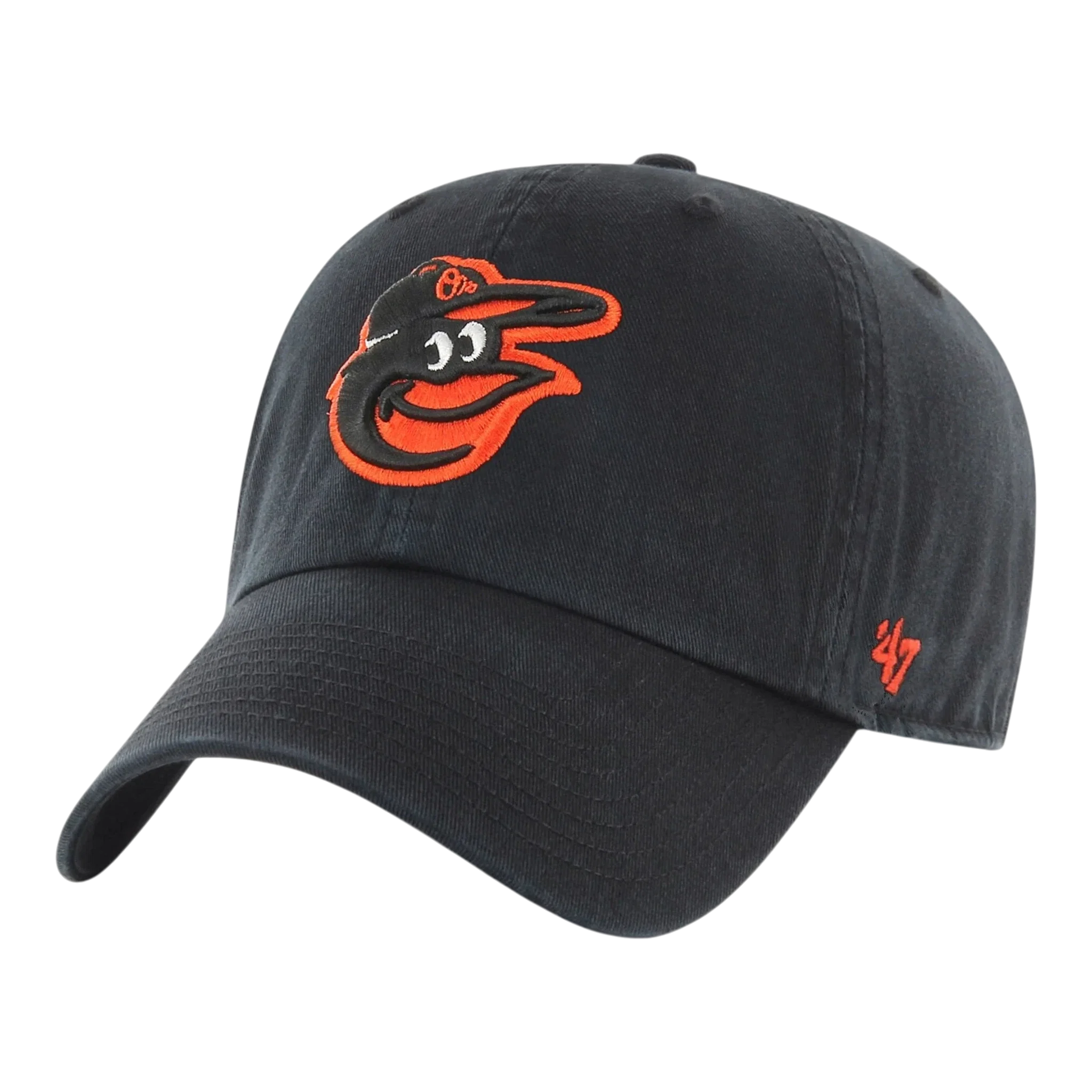 47 Brand Clean Up Baltimore Orioles Strapback Hat — Black Adjustable Cap