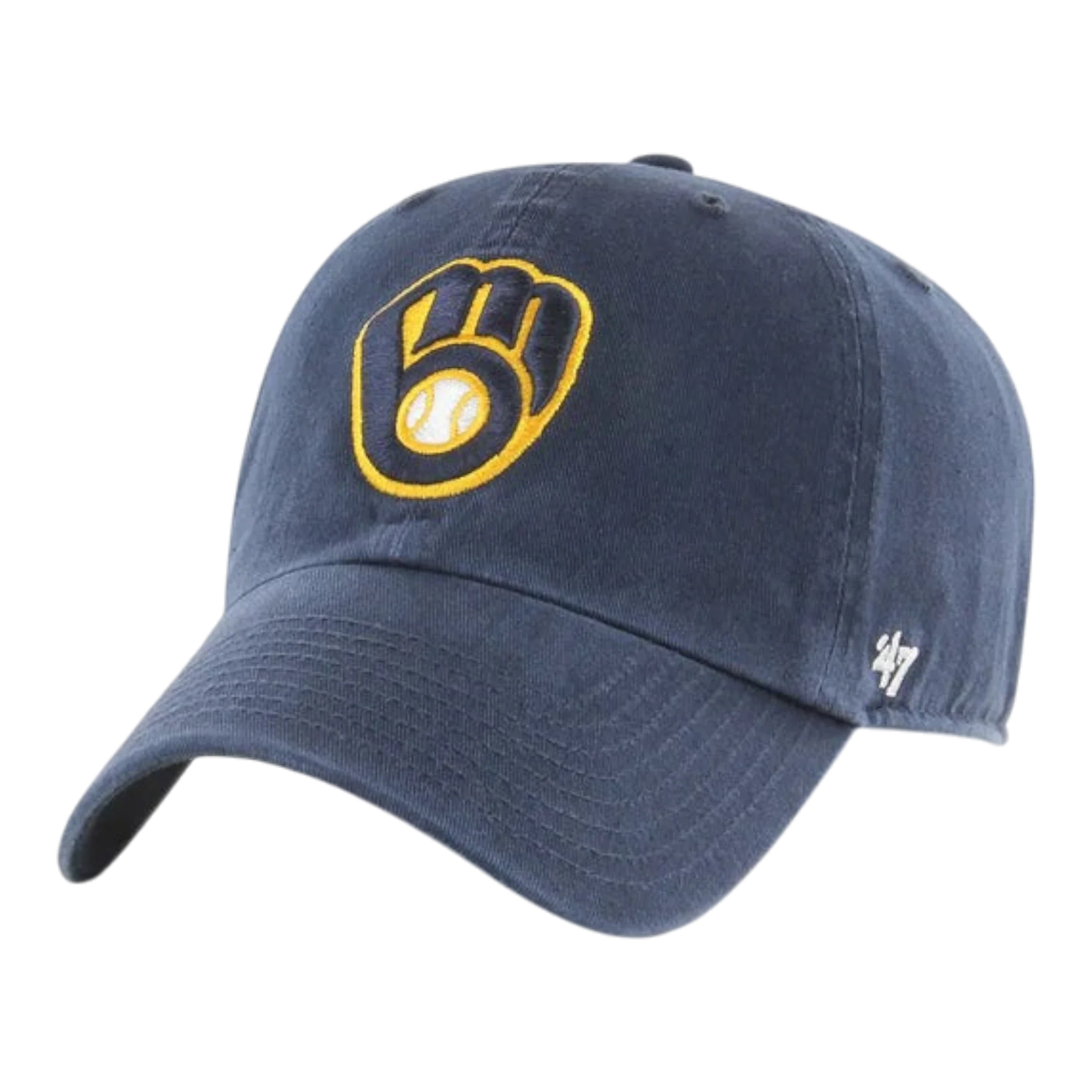 47 Brand Clean Up Milwaukee Brewers Strapback Hat — Navy Adjustable Cap
